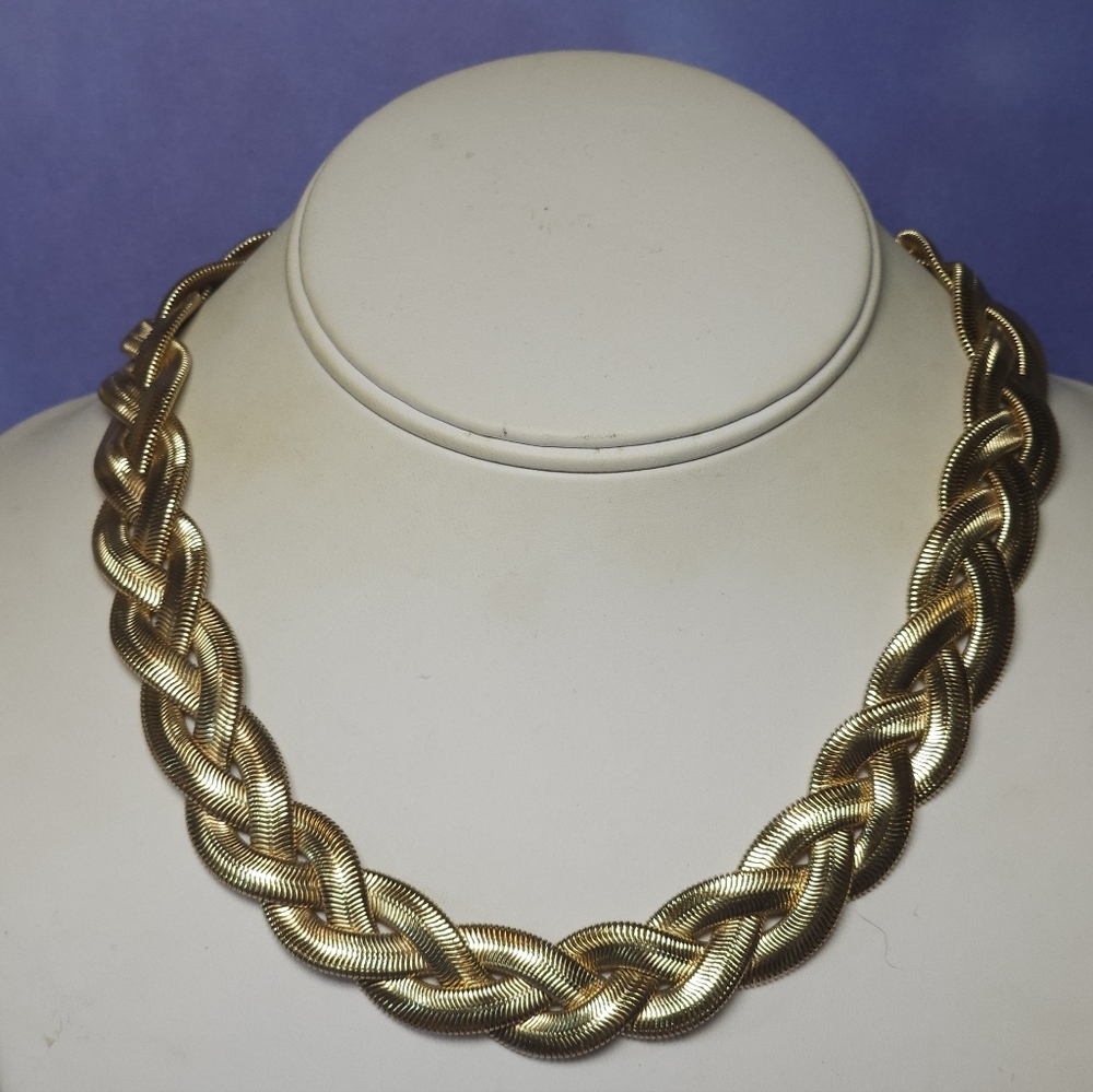 CC Skye Gold Tone Chunky Braided Snake Chain Necklace